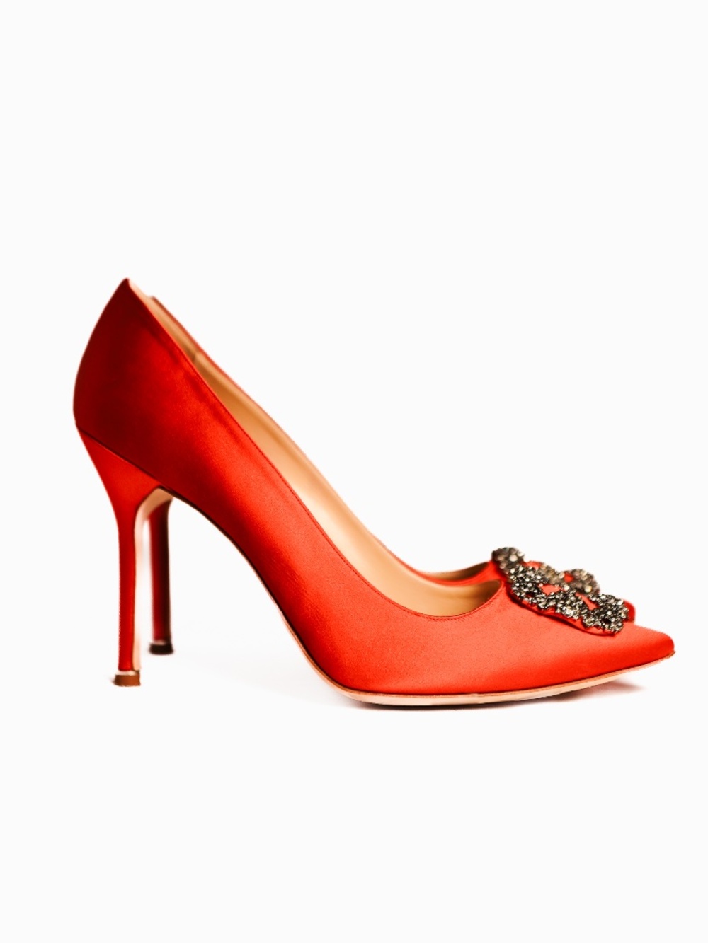 Manolo Blahnik Hangisi 105mm satin pumps RED size 43